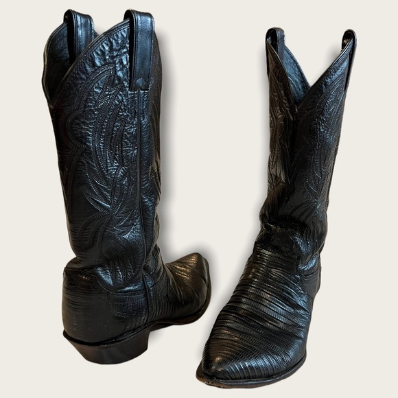 Justin 4705 Vintage Black Lizard and Leather Pull on Boot size 7 - Picture 5 of 16